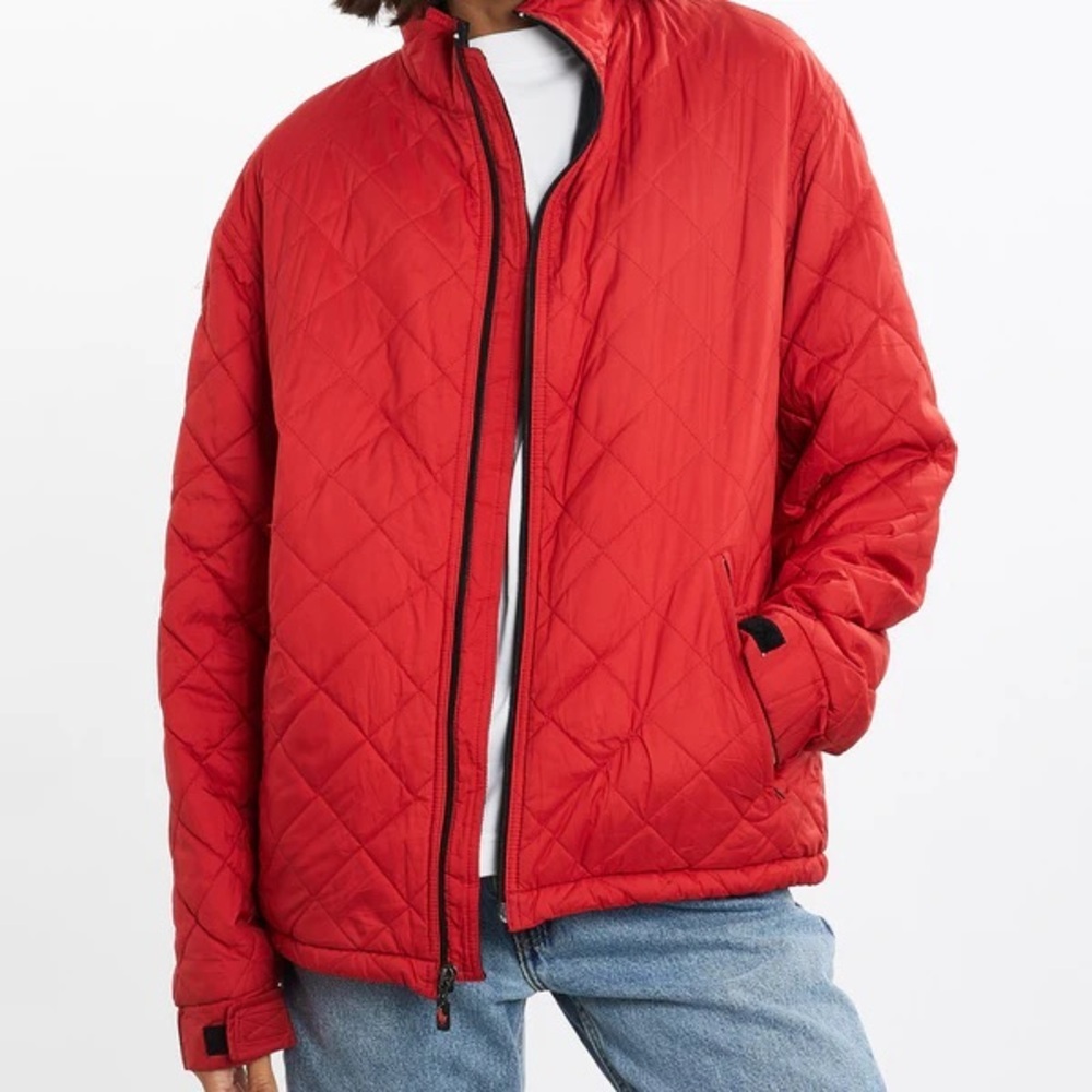 Vintage Polo Sport Ralph Lauren Quilted Red Bomber Fleece Jacket Size Medium